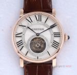  Best Version - Cartier Rotonde De Cartier Tourbillon Rose Gold Case White Roman Dial Replica Watch